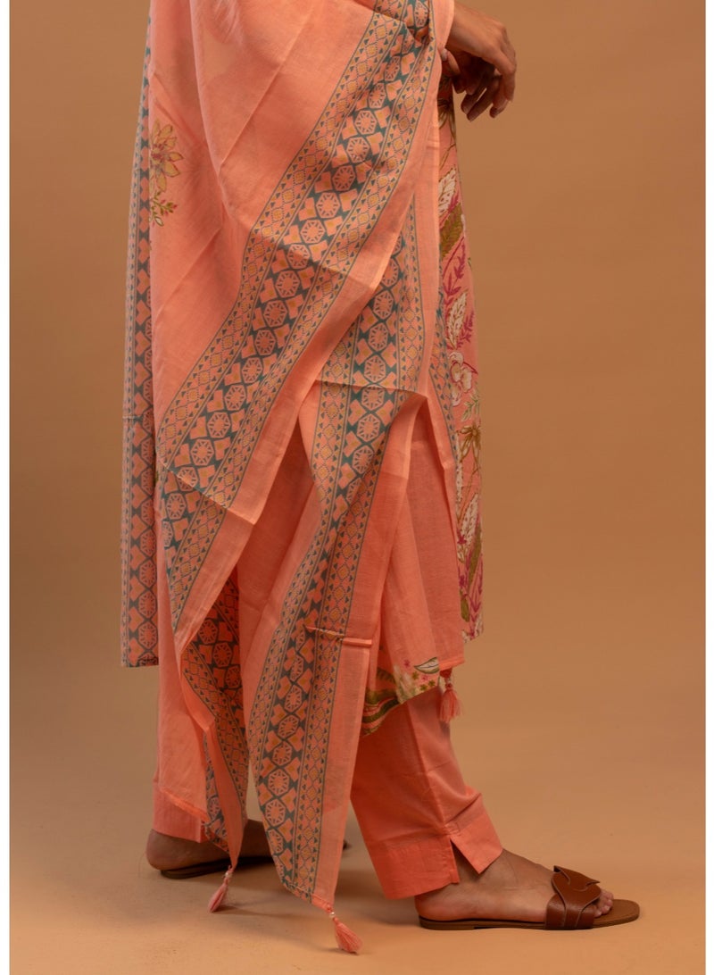 zaha dxb Pink All-Over Print Salwar Kameez Set | Cotton Ethnic Wear for Women - Image 5