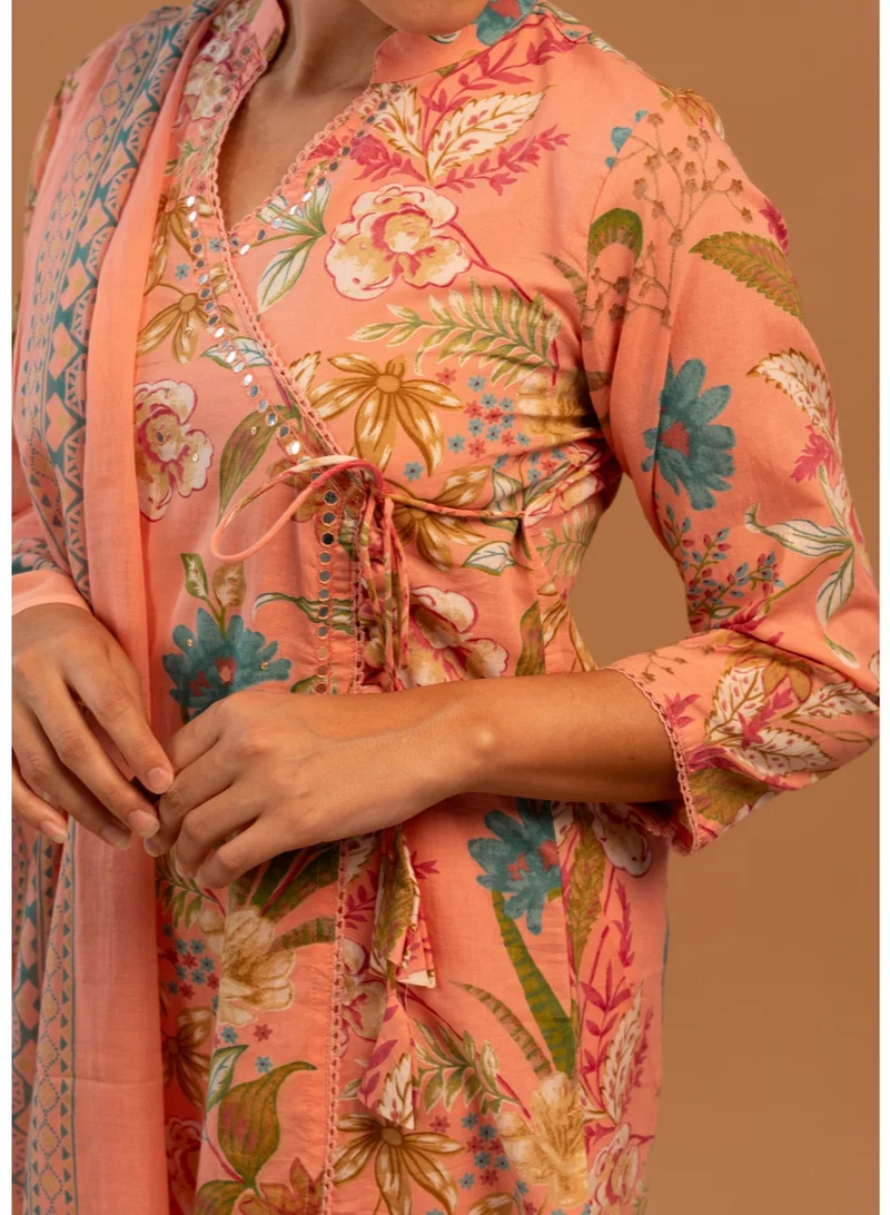 Zaha Dxb  Pink All-Over Print Salwar Kameez Set | Cotton Ethnic Wear for Women for Women | Best Price UAE