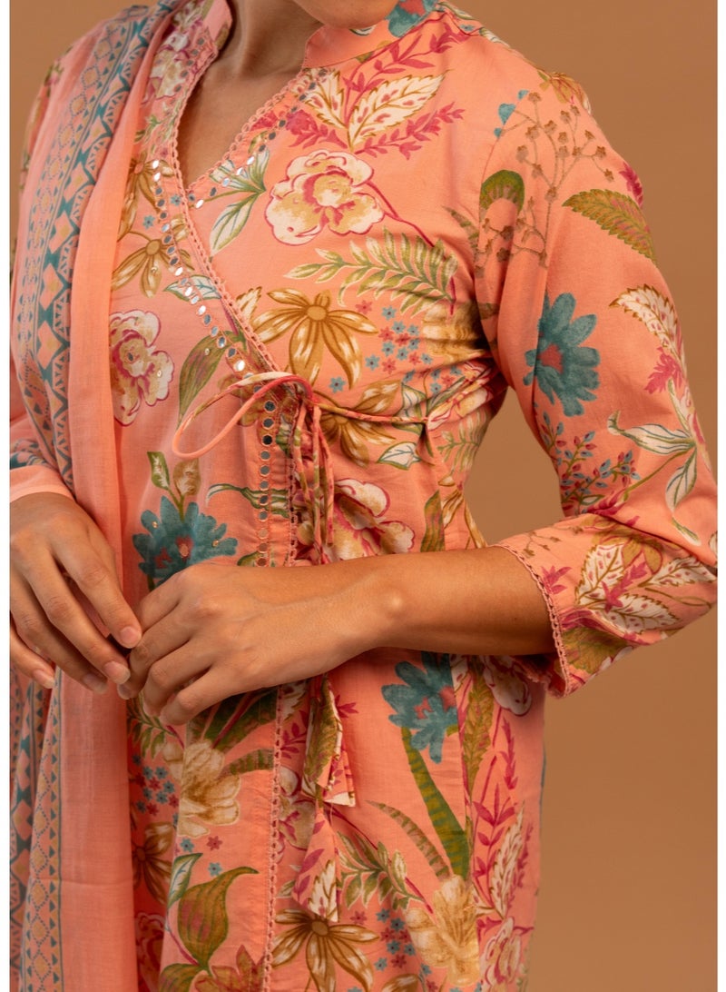 zaha dxb Pink All-Over Print Salwar Kameez Set | Cotton Ethnic Wear for Women - Image 4