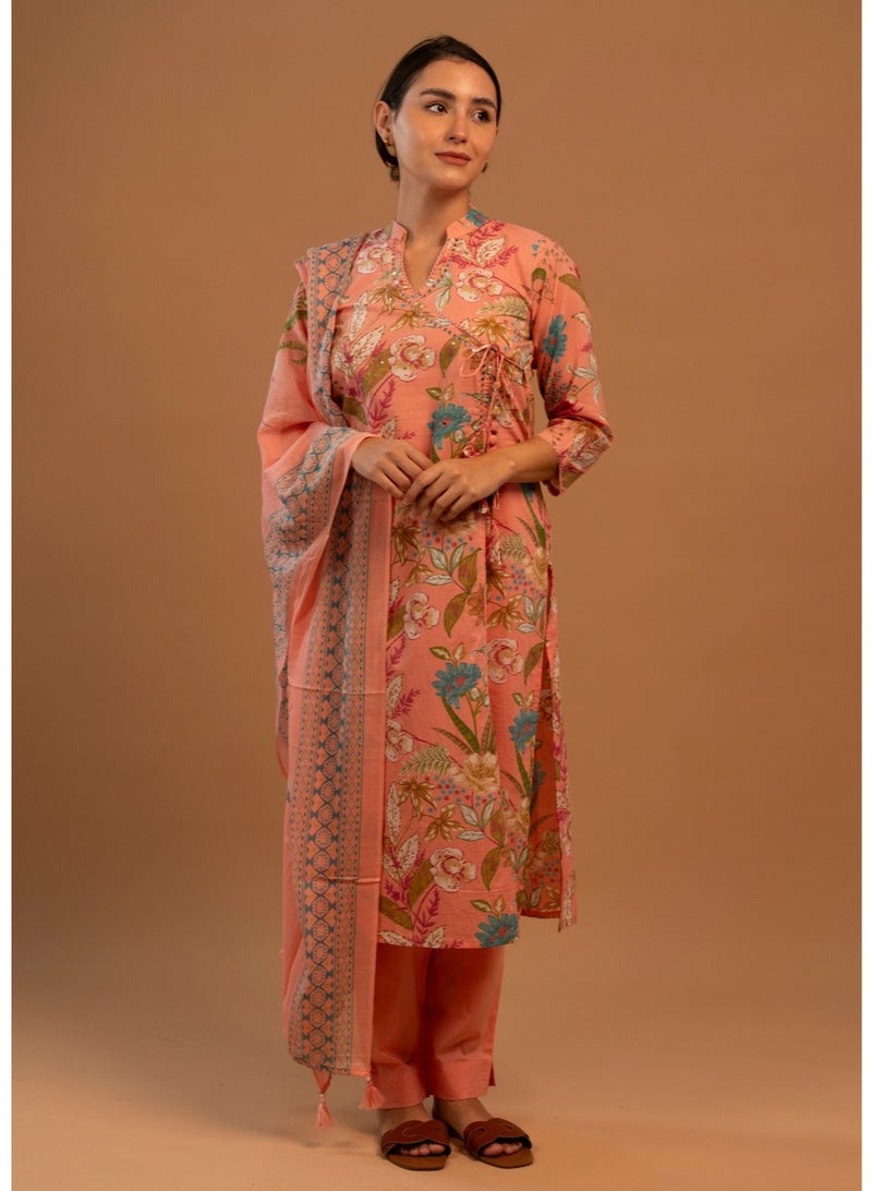 zaha dxb Pink All-Over Print Salwar Kameez Set | Cotton Ethnic Wear for Women - Image 2