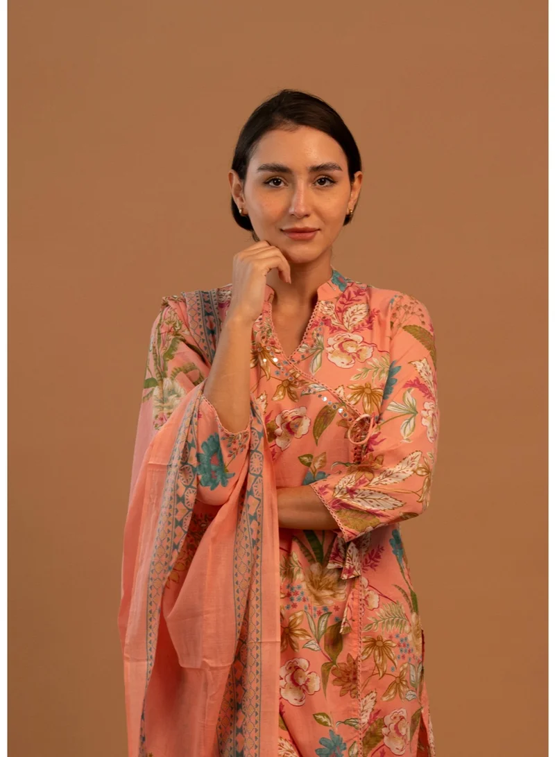 Zaha Dxb  Pink All-Over Print Salwar Kameez Set | Cotton Ethnic Wear for Women for Women | Best Price UAE