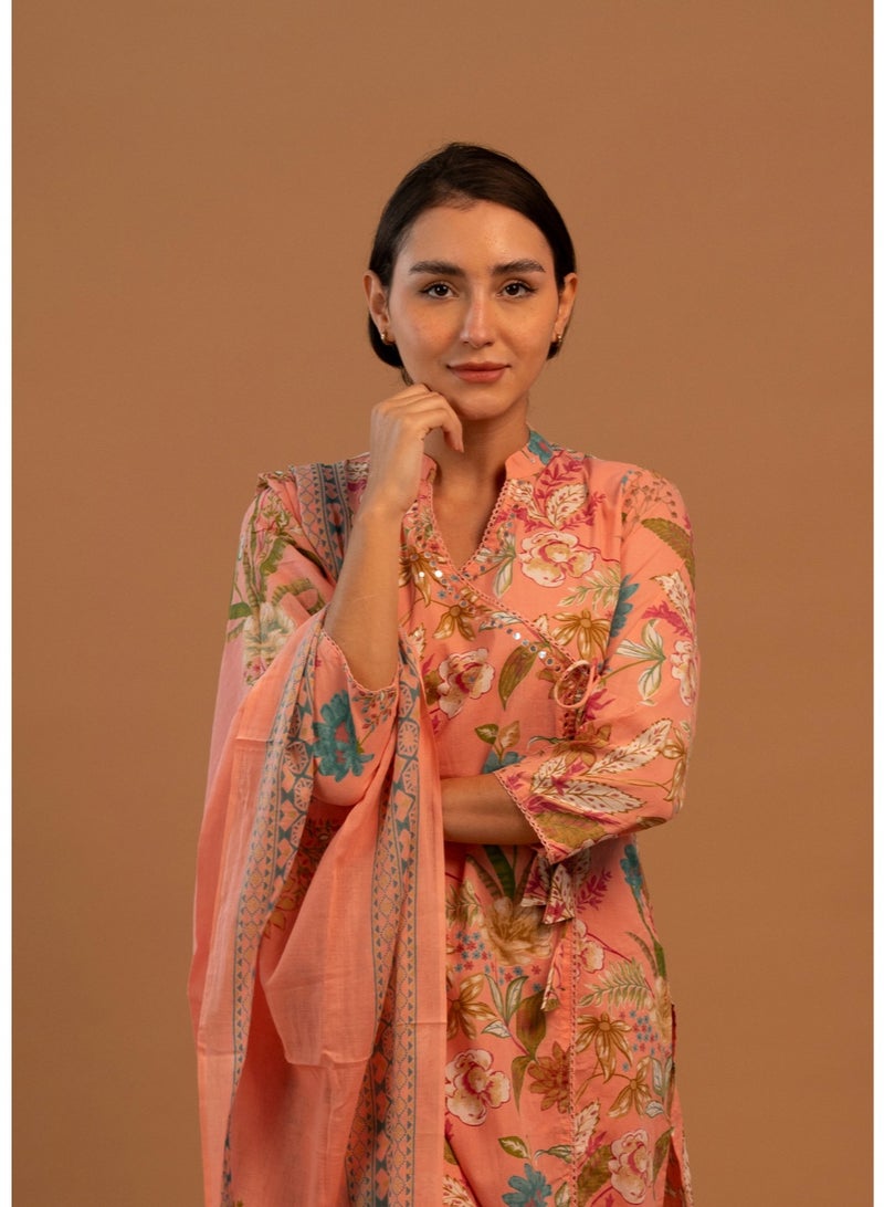 zaha dxb Pink All-Over Print Salwar Kameez Set | Cotton Ethnic Wear for Women - Image 3