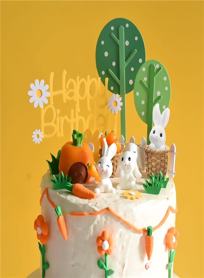 Roaring Good Time 9 PCS Rabbit Cake Decorations Bunny Miniature Figure Carrot Cake Topper Bunny Cake Topper Bunny Birthday Party Supplies Rabbit Birthday Party Supplies - Image 5