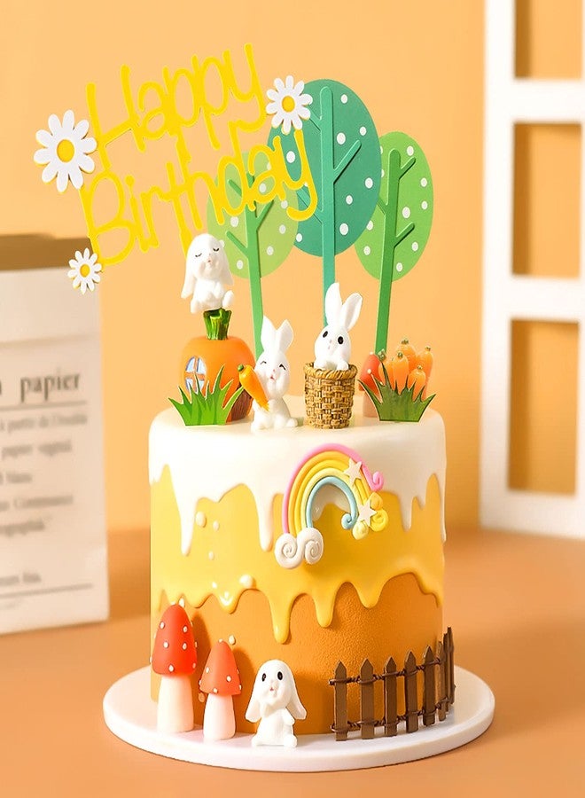 Roaring Good Time 9 PCS Rabbit Cake Decorations Bunny Miniature Figure Carrot Cake Topper Bunny Cake Topper Bunny Birthday Party Supplies Rabbit Birthday Party Supplies - Image 4
