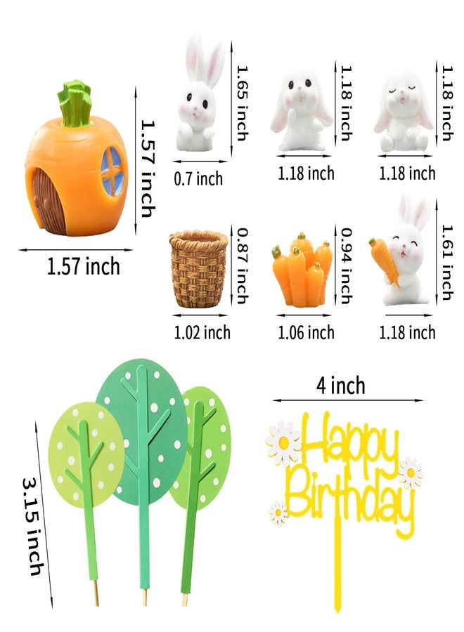 Roaring Good Time 9 PCS Rabbit Cake Decorations Bunny Miniature Figure Carrot Cake Topper Bunny Cake Topper Bunny Birthday Party Supplies Rabbit Birthday Party Supplies - Image 2