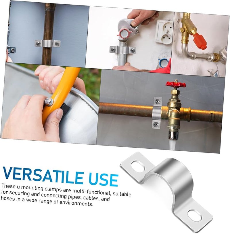 Heavy Duty U Bracket Pipe Clamps 10Pcs Set For Secure Pipe Cable Hose Mounting - Image 4