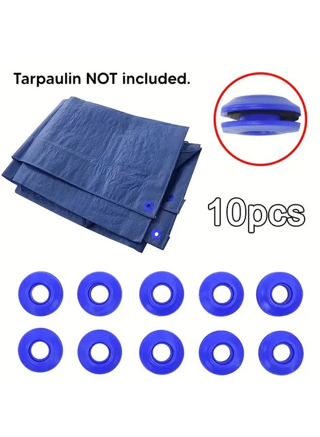 10pcs Heavy Duty Blue Plastic Grommets With Sealing Washers For Tarps Tents - Image 2