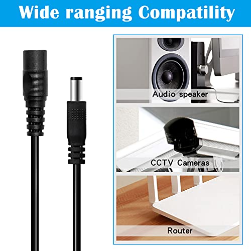 Tnuocke 2PCS 33FT(10m) 12V DC Extension Cable,5.5mm x 2.1mm DC Power Adapter Extension Cord Black for Printers/CCTV Security Camera/Routers - Image 3