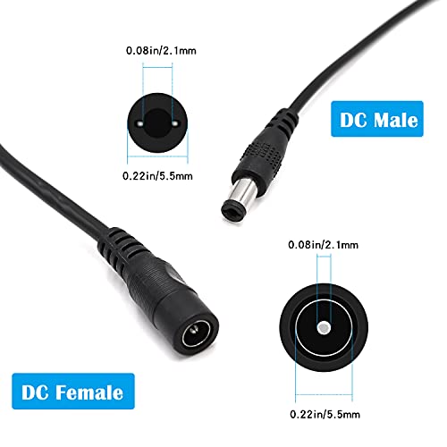 Tnuocke 2PCS 33FT(10m) 12V DC Extension Cable,5.5mm x 2.1mm DC Power Adapter Extension Cord Black for Printers/CCTV Security Camera/Routers - Image 4
