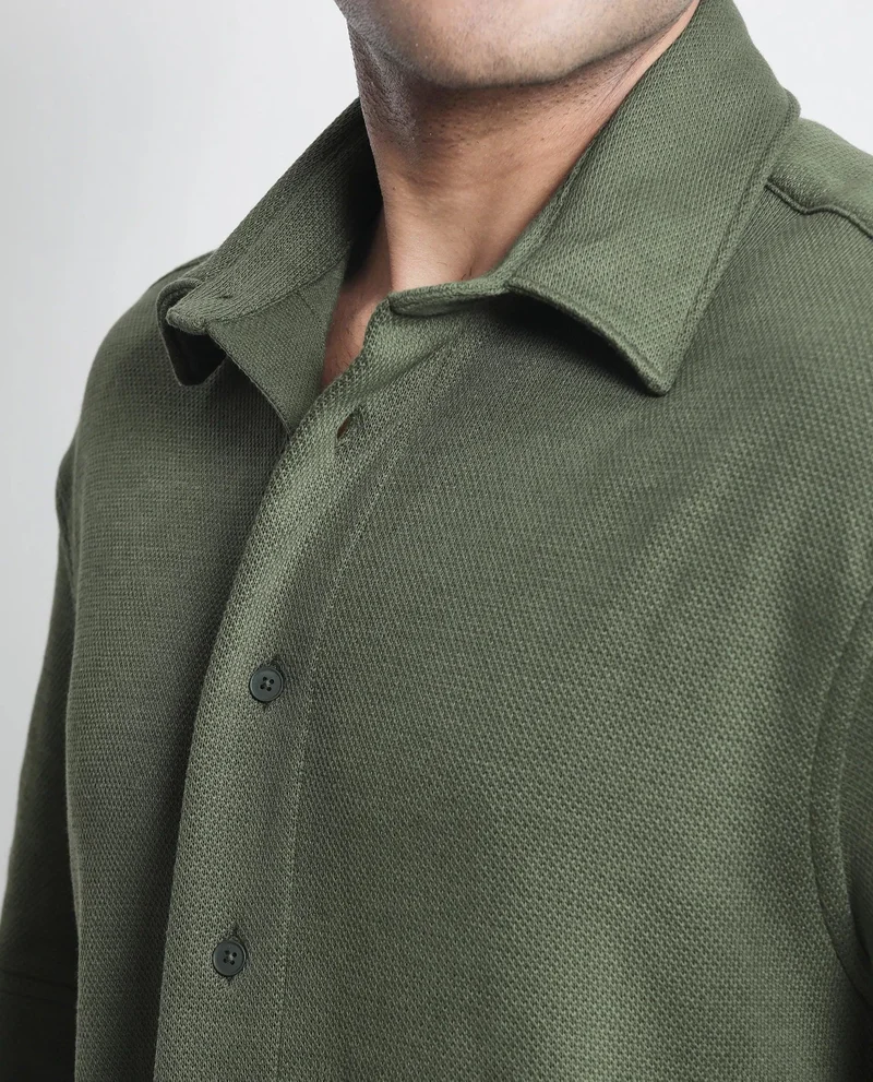 Rare Rabbit Men's Boxy Fit Plain Knit Shirt