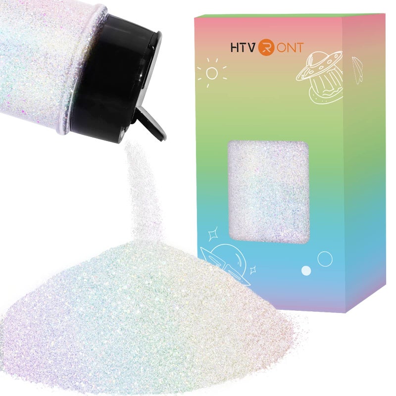 HTVRONT Holographic Fine White Glitter - 50 g/1.76 oz Glitter for Resin, Non-Toxic Fine Glitter for Nails, Resin, Candle Making, Crafts - Image 1