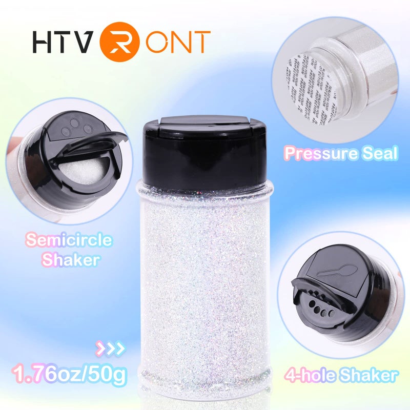 HTVRONT Holographic Fine White Glitter - 50 g/1.76 oz Glitter for Resin, Non-Toxic Fine Glitter for Nails, Resin, Candle Making, Crafts - Image 2