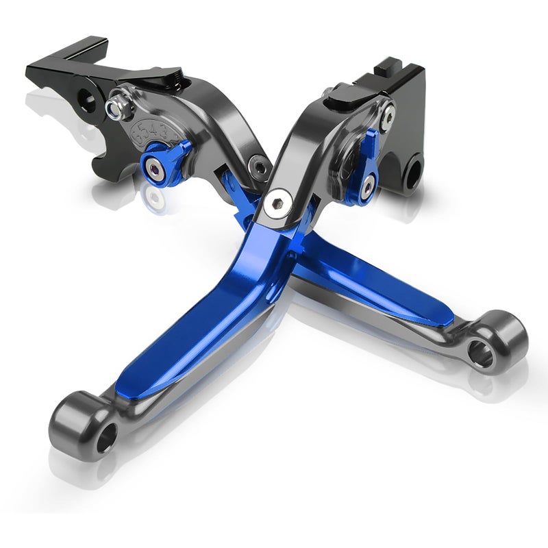 Generic LANQIAN Brake & Clutch Levers Set Foldable Extendable CNC for GSX-R1000 GSXR 1000 2009-2019 GSX-R600 GSXR 600 GSX-R750 GSXR 750 2011-2019 Titanium+Blue  - Image 1
