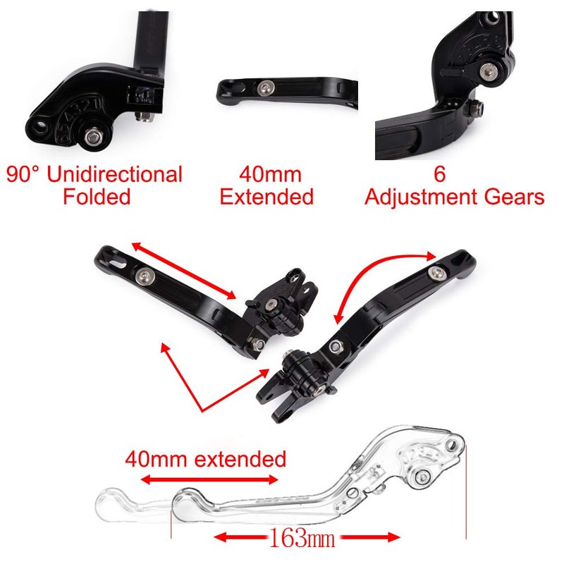 Generic LANQIAN Brake & Clutch Levers Set Foldable Extendable CNC for GSX-R1000 GSXR 1000 2009-2019 GSX-R600 GSXR 600 GSX-R750 GSXR 750 2011-2019 Titanium+Blue  - Image 2