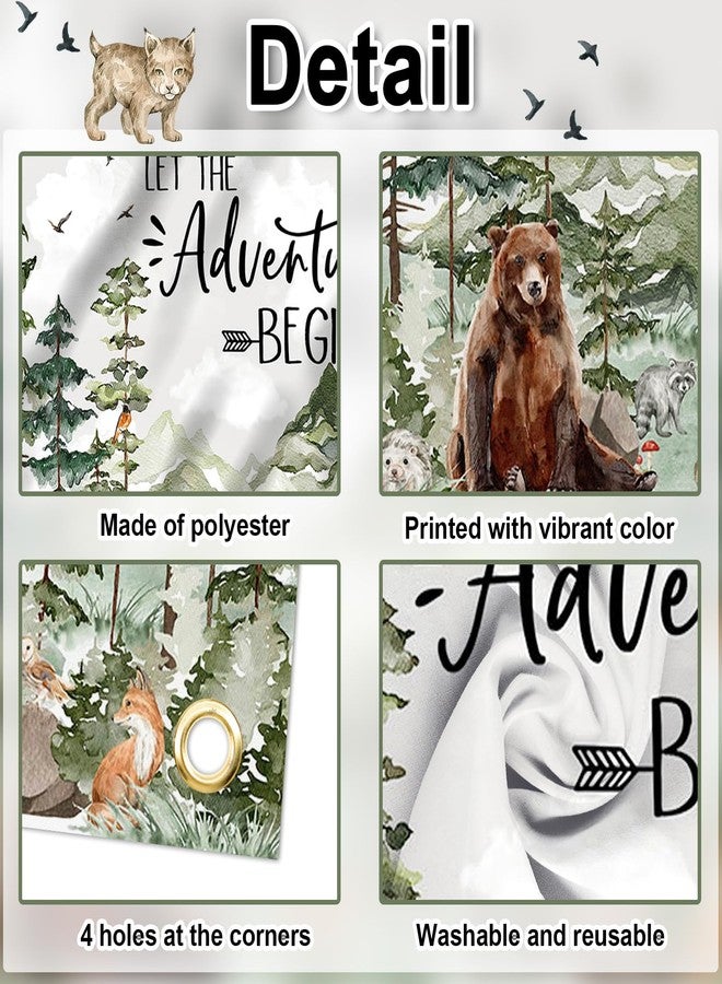 Avezano Woodland Baby Shower Backdrop Woodland Animals Baby Shower Decorations Adventure Forest Mountain Wilderness Photography Background Let The Adventure Begin Banner (7x5ft, Green) - Image 5