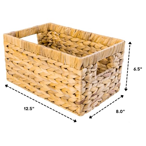 M4DECOR Set of 6 Wicker Storage Basket, Water Hyacinth Storage Baskets, Wicker Storage Baskets for Shelves, Wicker Baskets for Storage, Woven Baskets For Storage (6 Packs Medium) - Image 2