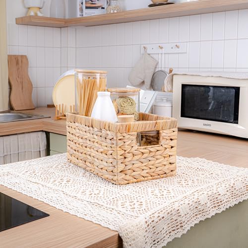 M4DECOR Set of 6 Wicker Storage Basket, Water Hyacinth Storage Baskets, Wicker Storage Baskets for Shelves, Wicker Baskets for Storage, Woven Baskets For Storage (6 Packs Medium) - Image 5