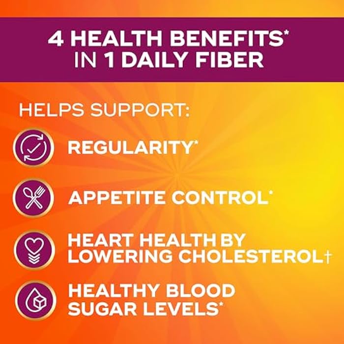 Metamucil 4-in-1 Psyllium Husk Fiber Supplement, Real Sugar, 114 tablespoons, Orange Flavored, Daily Fiber Powder for Digestive Health, made with Plant-Based Psyllium Husk Fiber - Image 2