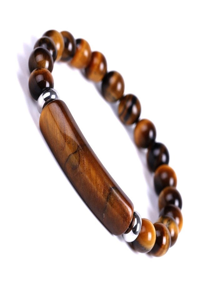 FORUBUS Natural Stone Beaded Bracelet Aventurine Jade Tiger Eye Agate Beads Stretch Bracelet for Women Men Jewelry-tiger eye - Image 1