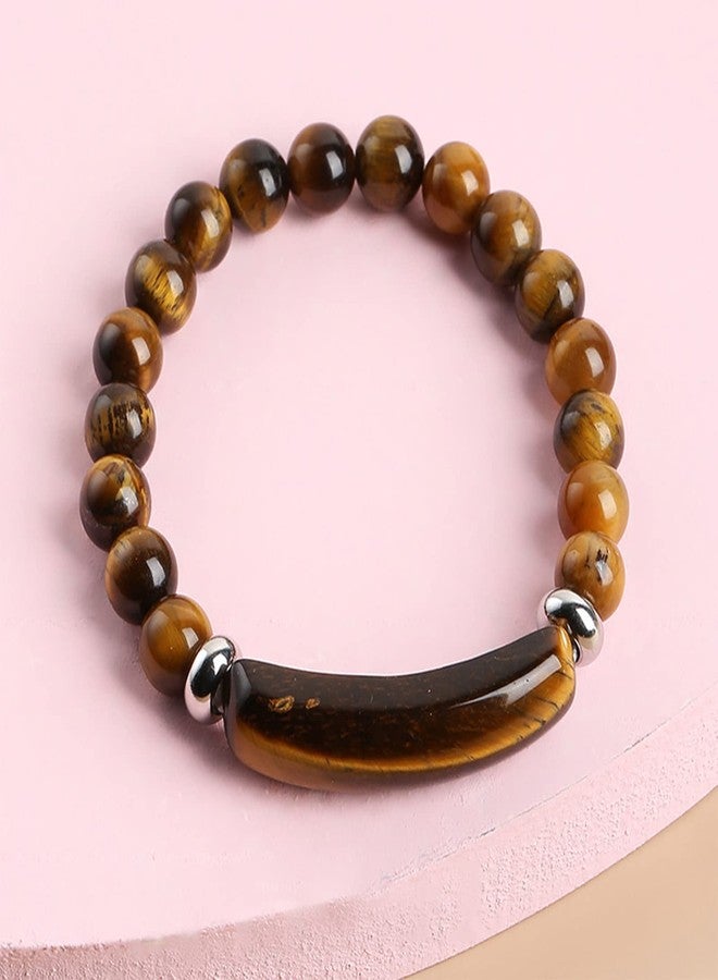 FORUBUS Natural Stone Beaded Bracelet Aventurine Jade Tiger Eye Agate Beads Stretch Bracelet for Women Men Jewelry-tiger eye - Image 4