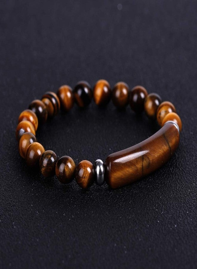 FORUBUS Natural Stone Beaded Bracelet Aventurine Jade Tiger Eye Agate Beads Stretch Bracelet for Women Men Jewelry-tiger eye - Image 5