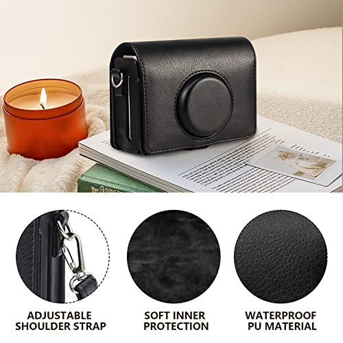 CAIYOULE Mini EVO Case, Protective Case for Fujifilm Instax Mini EVO Instant Digital Hybrid Camera, Mini EVO Accessories with PU Leather Bag and Screen Protector (Vintage Black) - Image 2