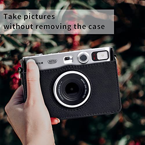 CAIYOULE Mini EVO Case, Protective Case for Fujifilm Instax Mini EVO Instant Digital Hybrid Camera, Mini EVO Accessories with PU Leather Bag and Screen Protector (Vintage Black) - Image 3