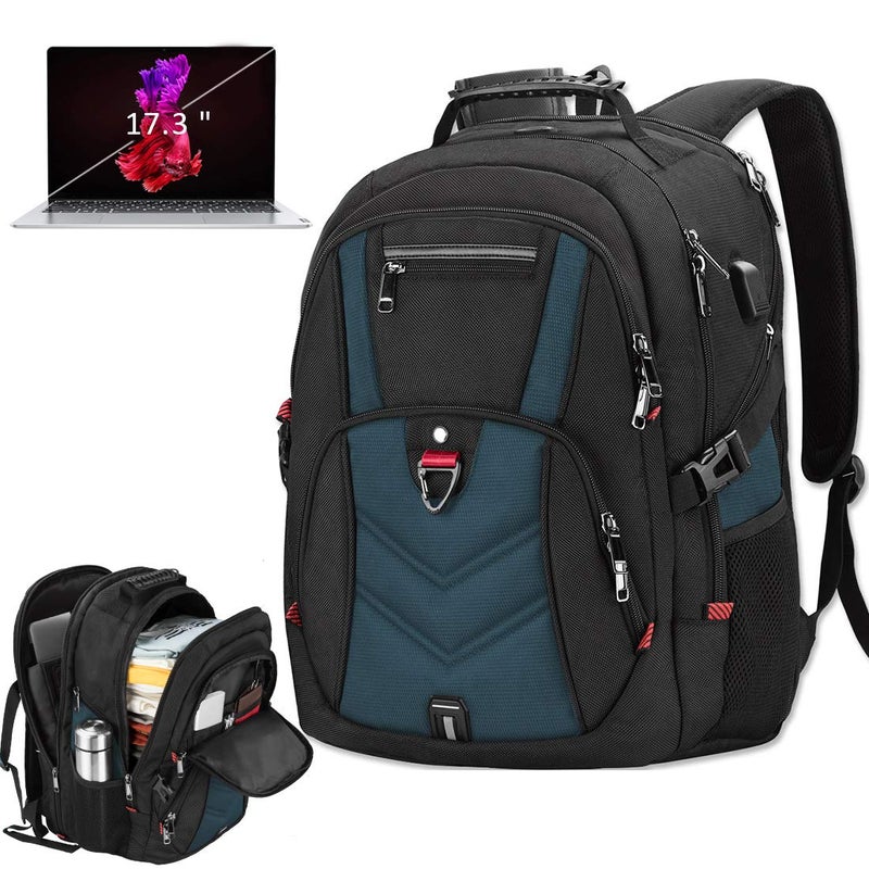NEWHEY Laptop Backpack 17 Inch Business Travel Backpacks for Men Women Extra Large Waterproof TSA Anti Theft College Bookbags with USB Charging Port 17.3 Gaming Computer Backpack 45L, Blue - Image 1