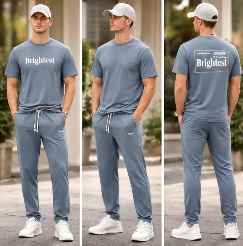Aroma Aura Dark Grey Printed T-Shirt and Trouser Set - Image 2