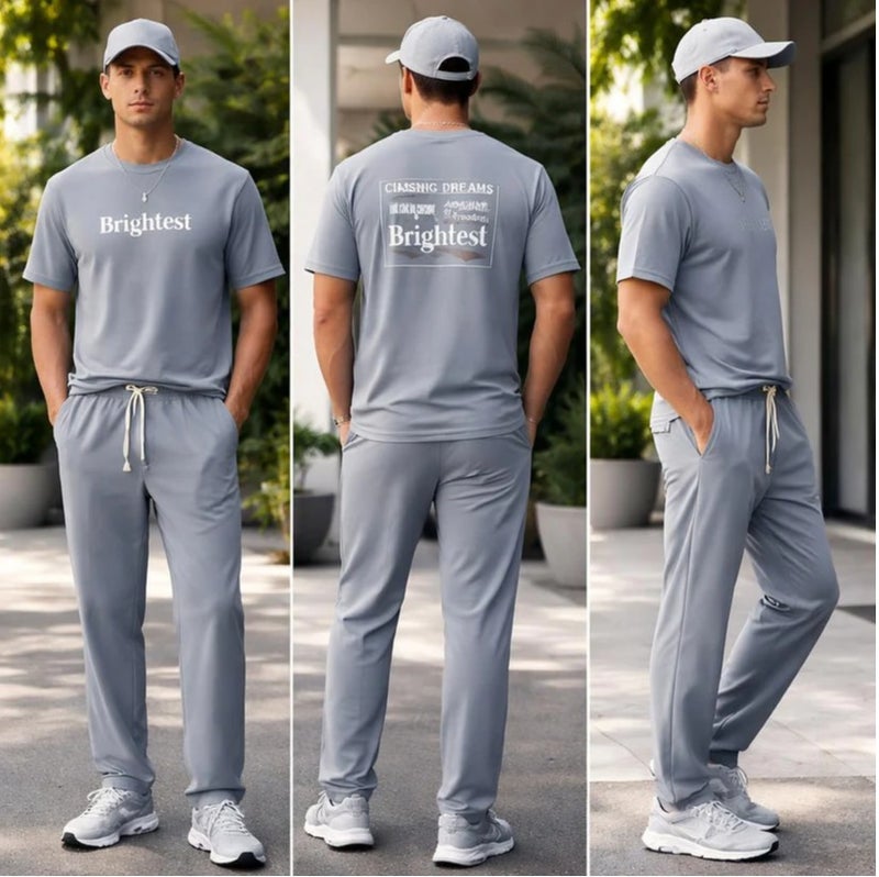 Aroma Aura Dark Grey Printed T-Shirt and Trouser Set - Image 3