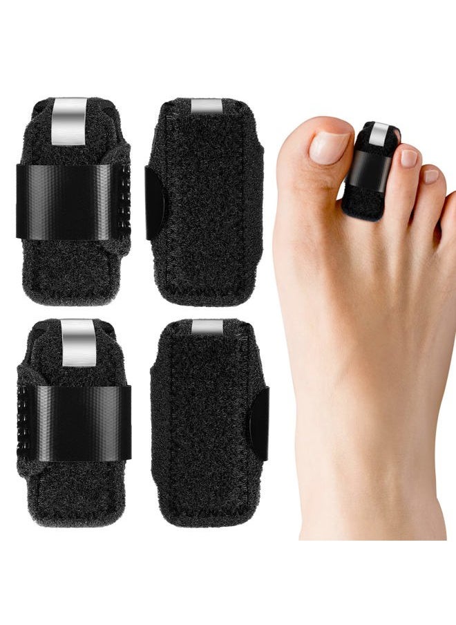 Jutom 4 Pieces Toe Splint Toe Straightener for Hammer Toe Corrector for Women Toe Brace Hammertoe Splint Toe Wrap Toe Covers for Women Men Broken Toe Support for Bent Toe Claw Toe Crooked Toe (Black)  - Image 1