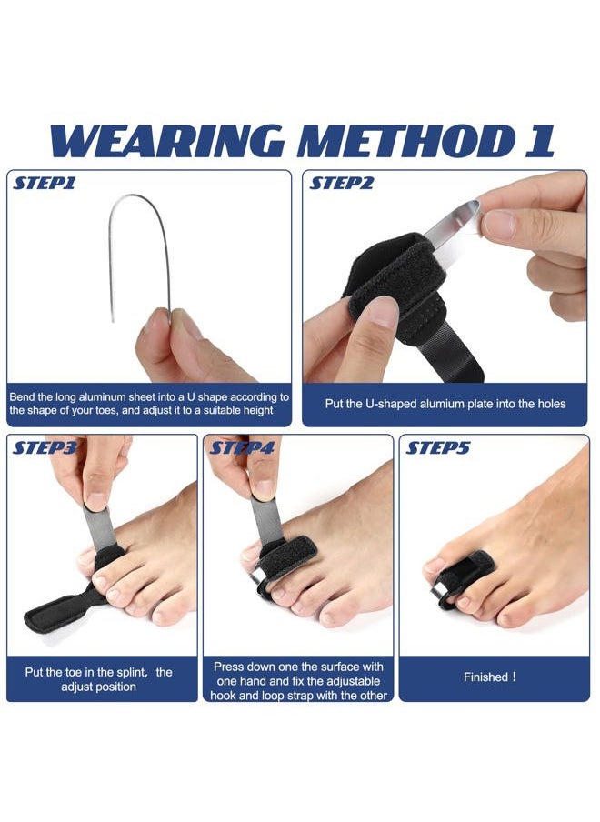 Jutom 4 Pieces Toe Splint Toe Straightener for Hammer Toe Corrector for Women Toe Brace Hammertoe Splint Toe Wrap Toe Covers for Women Men Broken Toe Support for Bent Toe Claw Toe Crooked Toe (Black)  - Image 3
