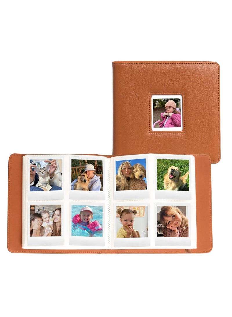 Barakah 288 Pockets Photo Album for Po-laroid Go, PU Leather Hardcover Photo Album Book for Po-laroid Go series, Large Capacity for Family Wedding Anniversary Baby Travel Vacation, 2.62x2.12"- Brown - Image 1