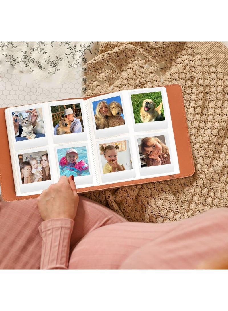 Barakah 288 Pockets Photo Album for Po-laroid Go, PU Leather Hardcover Photo Album Book for Po-laroid Go series, Large Capacity for Family Wedding Anniversary Baby Travel Vacation, 2.62x2.12"- Brown - Image 2