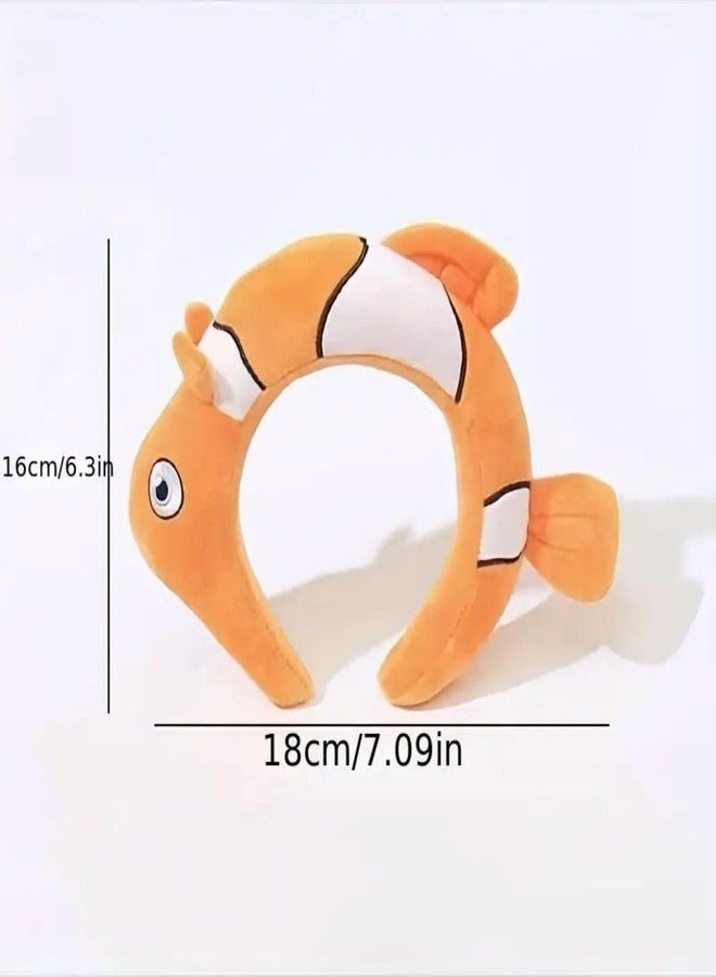 INFISPACE Fancy Dress Cosplay Costume Hair Accessories for Kids & Adults| 3D Animal Ears Cartoon Plush Headband (Orange Fish) - Image 2