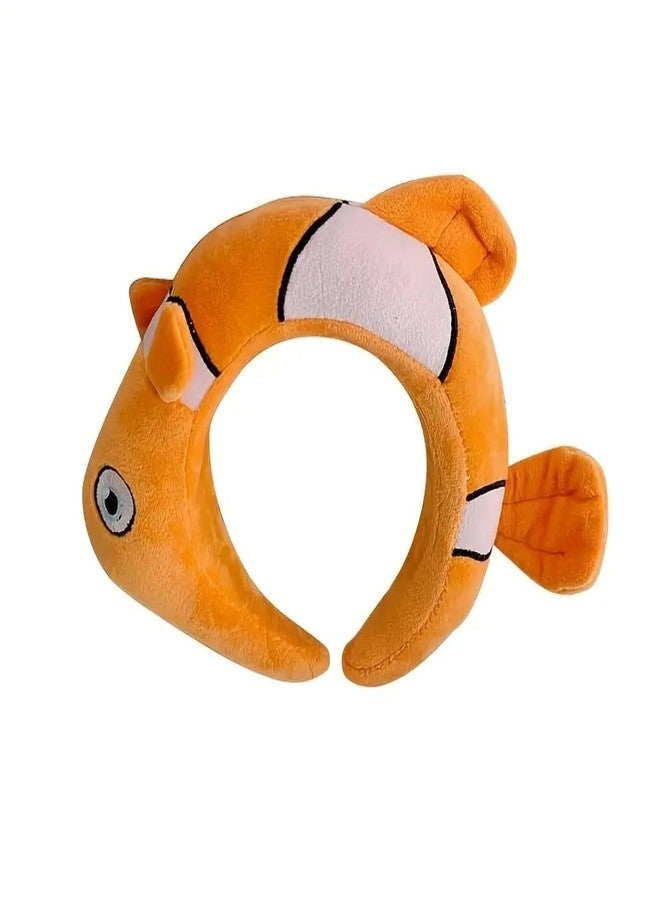 INFISPACE Fancy Dress Cosplay Costume Hair Accessories for Kids & Adults| 3D Animal Ears Cartoon Plush Headband (Orange Fish) - Image 1