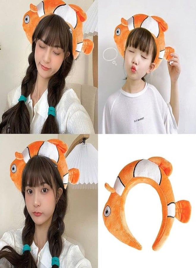 INFISPACE Fancy Dress Cosplay Costume Hair Accessories for Kids & Adults| 3D Animal Ears Cartoon Plush Headband (Orange Fish) - Image 3
