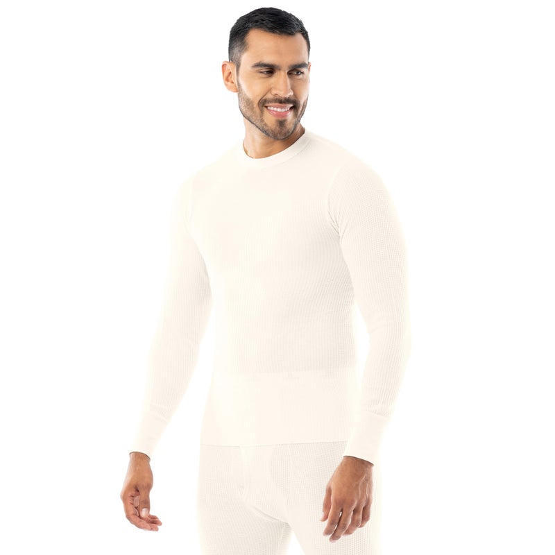 Indera Men's Traditional Waffle Thermal Underwear Long Sleeve Shirt, Natural, Large - Image 2