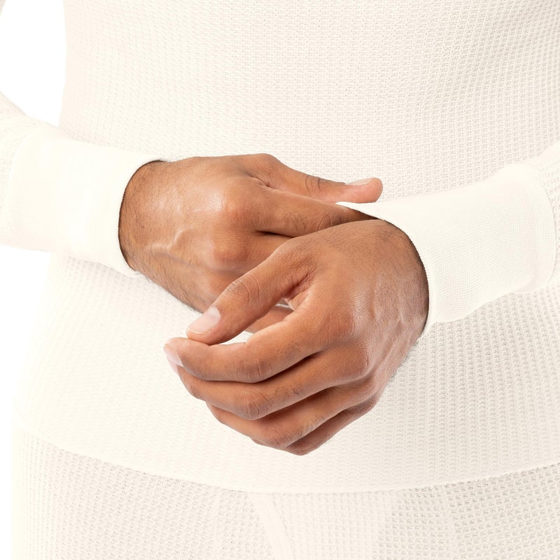 Indera Men's Traditional Waffle Thermal Underwear Long Sleeve Shirt, Natural, Large - Image 3