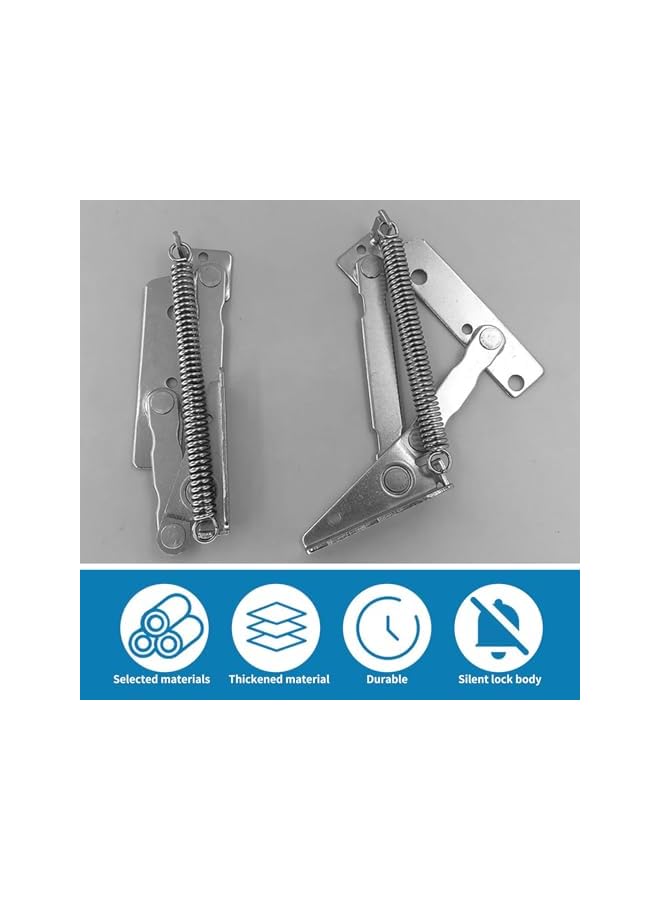 S-TOP Pair of Lift Up Hinges - 80° Folding Spring Hinges with 12 Screws Included, 4kg Load Capacity, Durable Cabinet & Wardrobe Flap Lifting Hardware for Furniture, Sofa Bed - Image 4