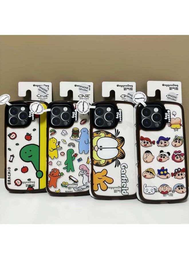 Generic - Oxygen Dog Shrimp Chip Shell Dinosaur Series Phone Case Compatible With Apple IPhone 16 Pro Max Anti-Fall And Shockproof Transparent Acrylic Cover-Color:Shrimp Shell [probe Garfield]]-Applicable Model:iPhone15promax - Image 1