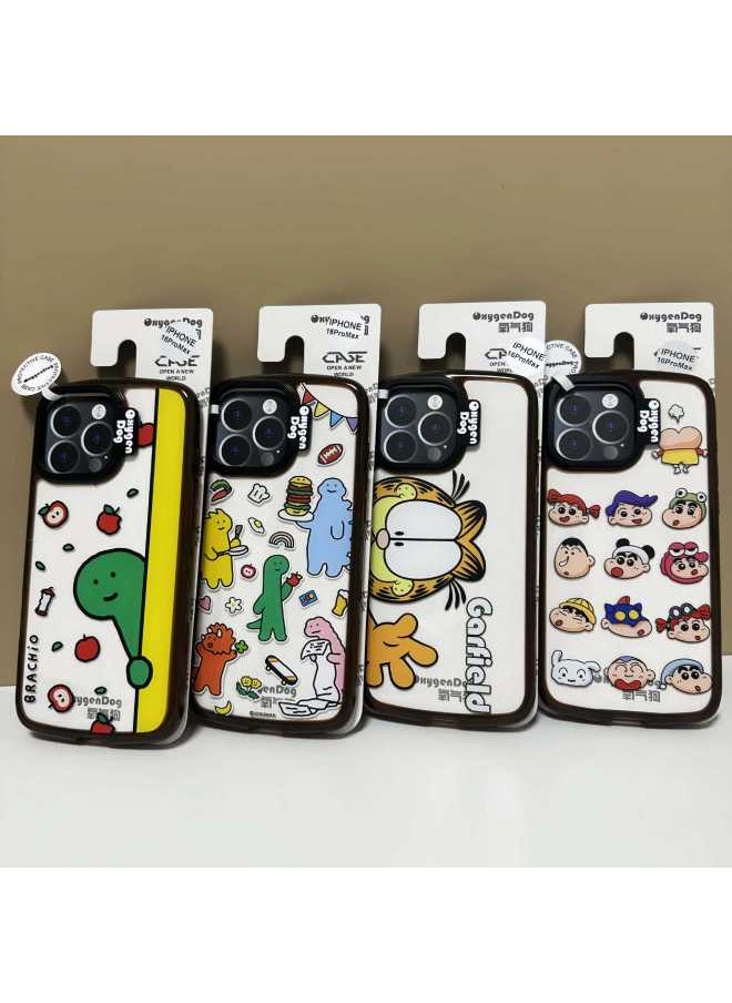 Generic - Oxygen Dog Shrimp Chip Shell Dinosaur Series Phone Case Compatible With Apple IPhone 16 Pro Max Anti-Fall And Shockproof Transparent Acrylic Cover-Color:Shrimp Shell [probe Garfield]]-Applicable Model:iPhone15promax - Image 1