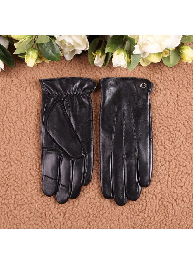 elma Winter Leather Gloves for Men - Mens Cashmere/Fleece Lined Glove for Motorcycle Driving Riding Black Brown, Brown ( Fleece Lining ), 8.5 ( US Standard Size ) - Image 5