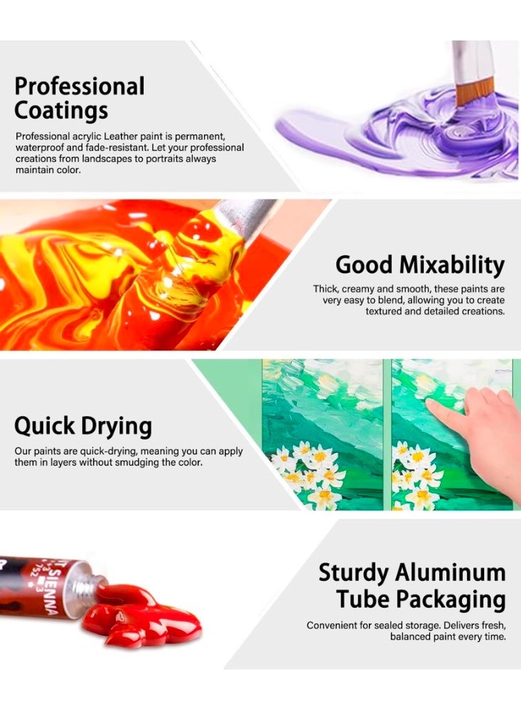 Colorful Acrylic Leather Paint for Shoe Painting- 12 Colors Leather Paint for Bag & Wallet Decor, Leather Jacket Care, Crafts DIY & Customizing Leather Projects - Image 4