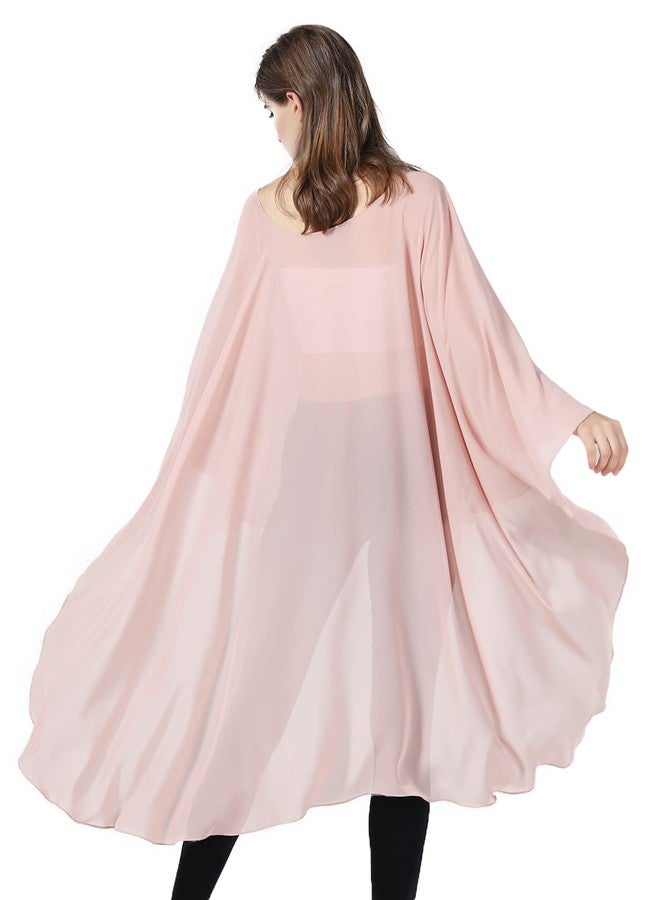 BEAUTELICATE High Low Shawl Chiffon Capelets Wedding Bridal Cape Sheer Overlay Poncho Stole For Women - Image 4