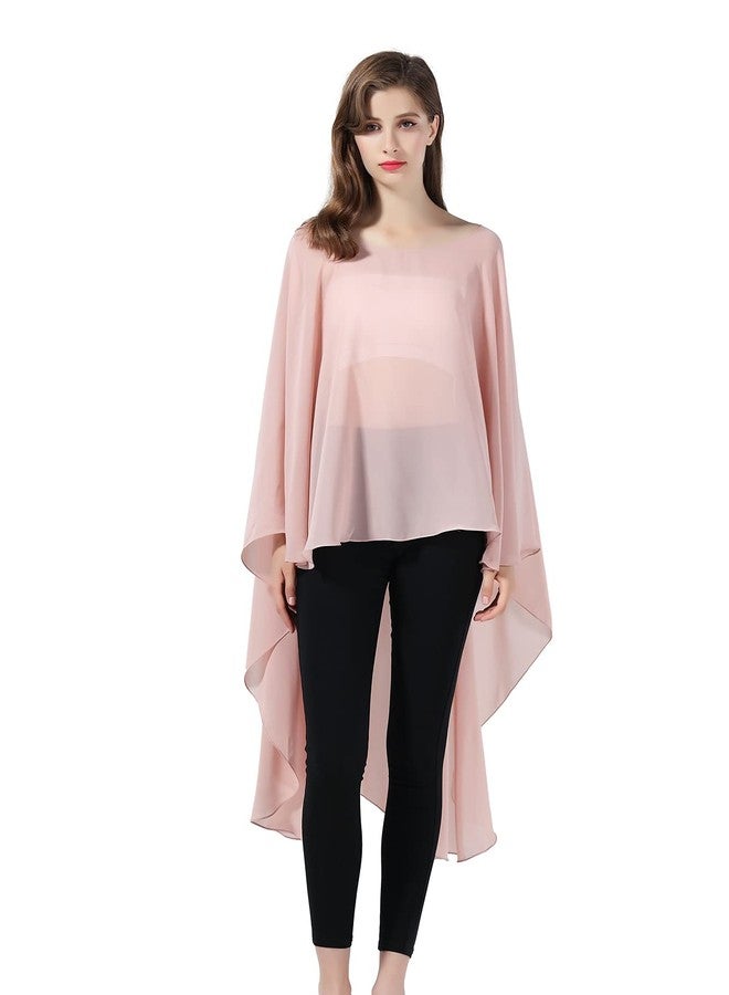 BEAUTELICATE High Low Shawl Chiffon Capelets Wedding Bridal Cape Sheer Overlay Poncho Stole For Women - Image 2