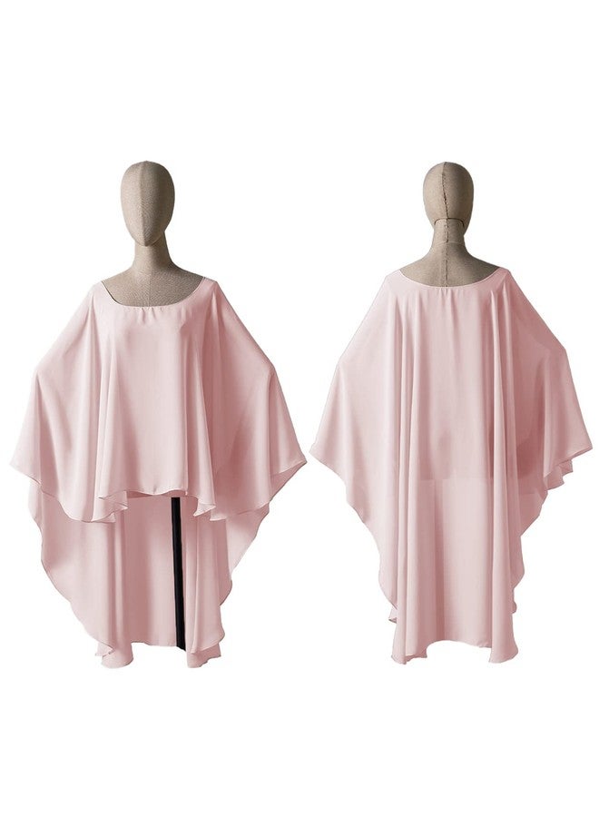 BEAUTELICATE High Low Shawl Chiffon Capelets Wedding Bridal Cape Sheer Overlay Poncho Stole For Women - Image 5
