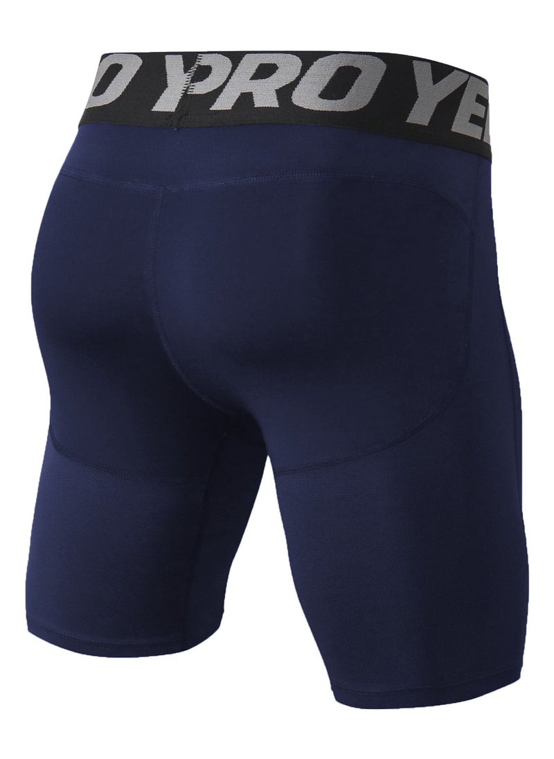 Loquat Men Quick Dry Breathable Elastic Running Shorts Dark Blue  - Image 2