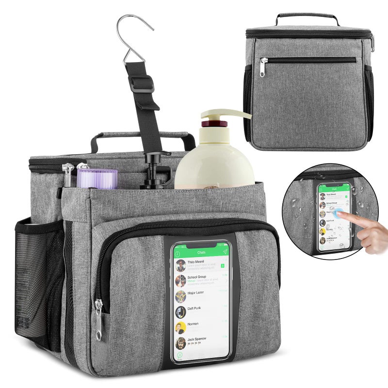 Bukere Portable Shower Caddy Tote Bag for College Dorm Travel Separate Compartment Large Capacity Quick Dry Mesh Base Hanging Toiletry Bath Bag for Student Gym Camp Women Men