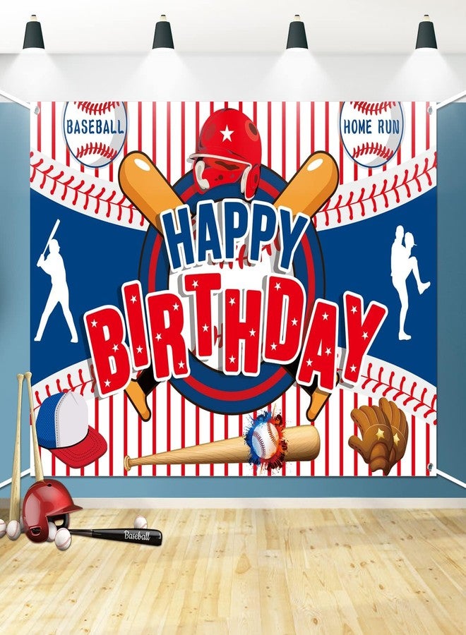 PIXHOTUL لافتة عيد ميلاد سعيد من PIXHOTUL بتصميم بيسبول - خلفية بيسبول كبيرة 71 بوصة × 47 بوصة للأولاد والأطفال والمراهقين - لوازم حفلات أعياد الميلاد - Image 1